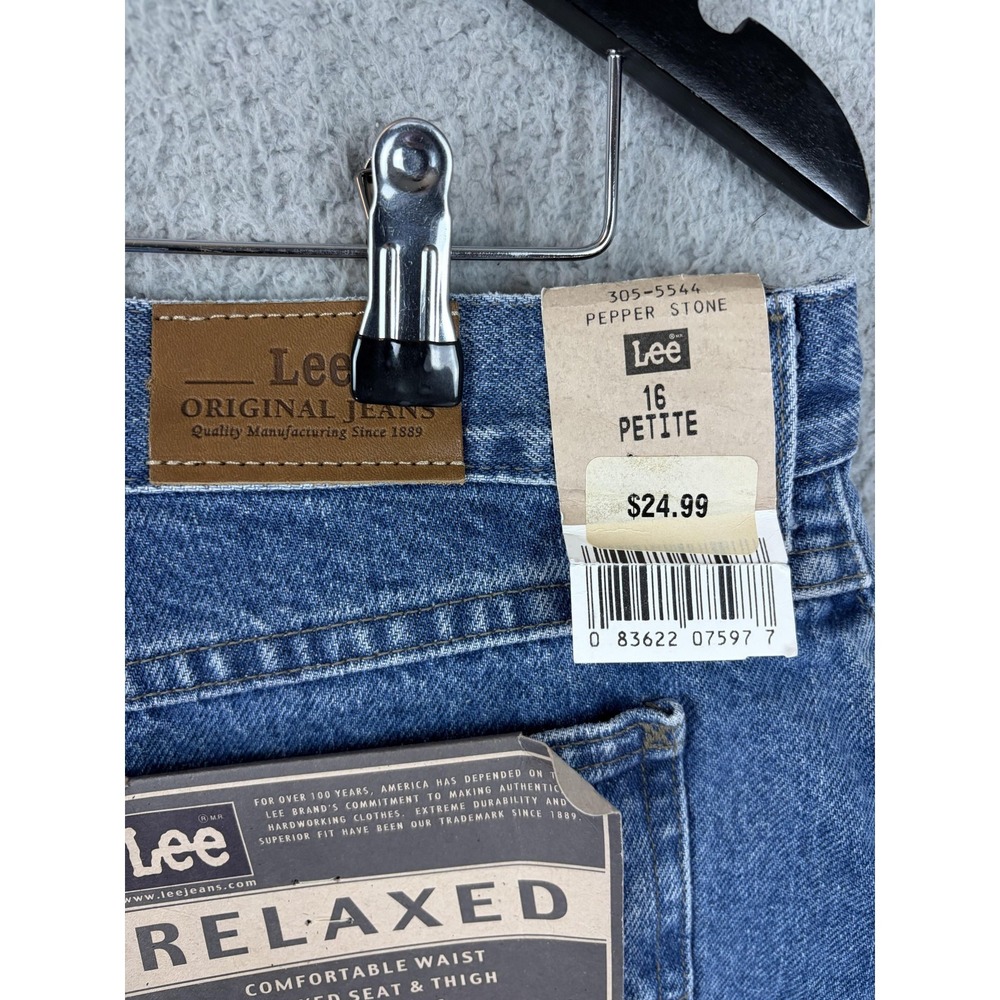 Lee Jeans Womens 16 Petite Blue Relaxed High Rise Tapered Pepper Stone Denim New - Picture 7 of 10